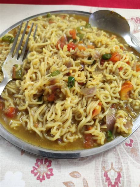 istock Home made delicious noodles with vegetables 1814213222