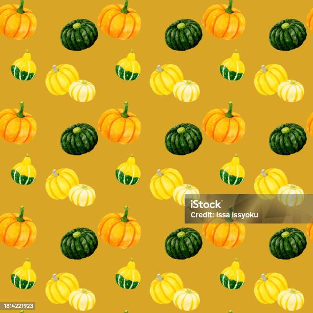 Different Patterns Pumpkins Seamless Pattern Of Various Kinds Of Pumpkins Vegetable Pattern With ...