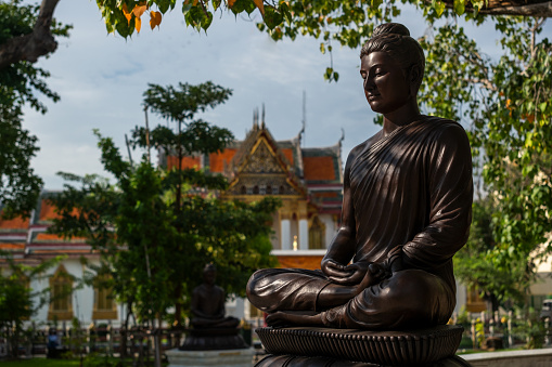 Statue of Buddha in Wat Benchamabophit Dusitwanaram Temple in Bangkok, Thailand