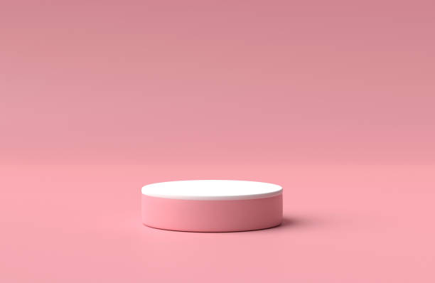 istock Abstract geometric platform on pastel pink background for design. Empty podium or pedestal display. Minimal scene concept. 3D rendering, 3D illustration. 1814242771