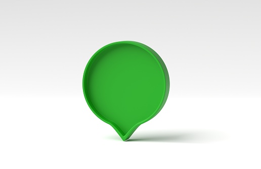 Minimal bubble talk or comment sign symbol on white background. concept of social media messages. 3D render, 3D illustration.