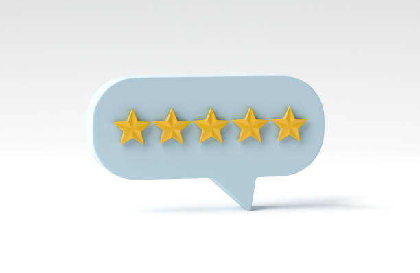 istock Giving five star feedback on social media notification. Rate review customer experience quality service excellent feedback. Concept of reviews good and bad rate. 3D render, 3D illustration. 1814243303