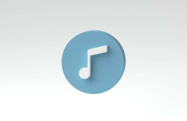 Music note button Isolated on white background. Tone music icon design minimal. 3D render, 3D illustration.