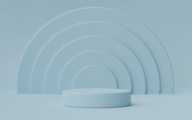 istock 3D render, cylinder pedestal podium background. Cosmetic presentation display platform stage of geometric stand pedestal. Minimal scene. 1814260585
