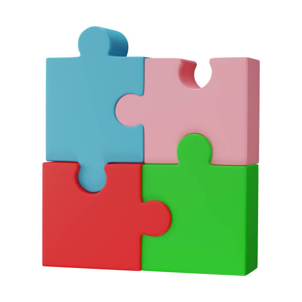 istock 3D jigsaw puzzle pieces isolated on transparent background. Problem-solving, business connecting, cooperation, partnership concept. 1814260638
