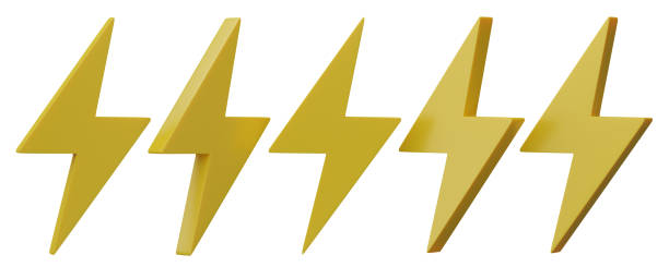 istock Flash, bolt lighting yellow icon isolated on transparent background. Thunder symbol of danger and power. 3d render. 1814261706