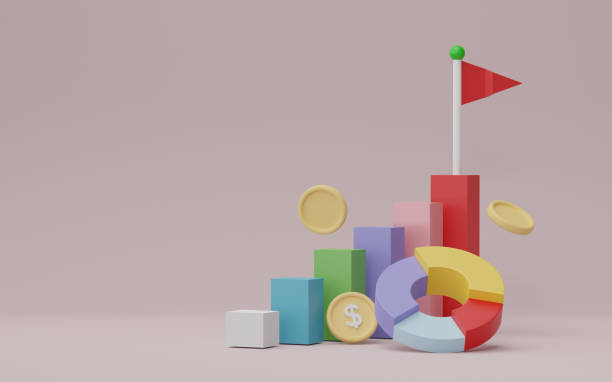 istock Business chart graphics and statistics, Growing bars graphic rising forward achievement goal. 3D render Illustration. 1814262227