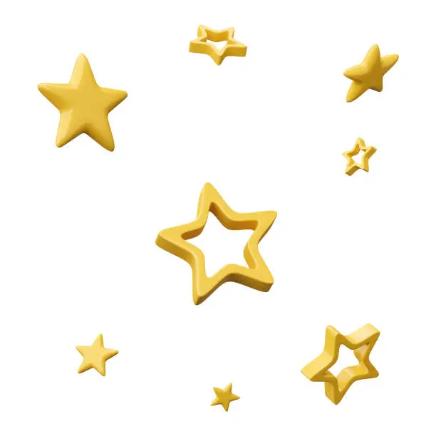 Photo of 3d rendering, Star icon isolated on transparent background