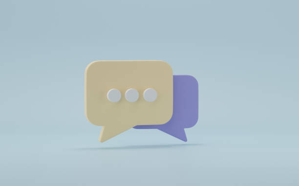 istock Bubble talk or comment sign symbol on blue background. 3d render illustration. 1814265946