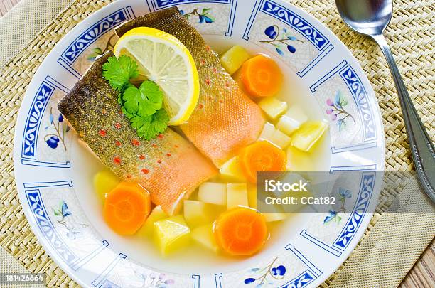 Traditional Russian Fish Soup Stock Photo - Download Image Now - Bowl, Carrot, Cilantro