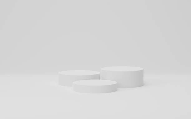 istock 3D render, cylinder pedestal podium background. Cosmetic presentation display platform stage of geometric stand pedestal. Minimal scene. 1814283881