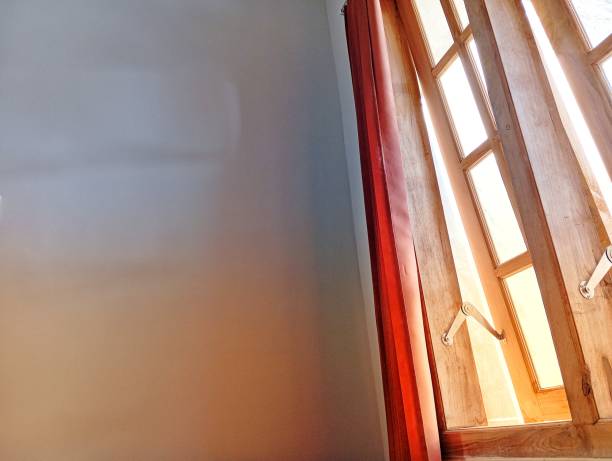 istock Wooden window deco rated with curtains 1814287997