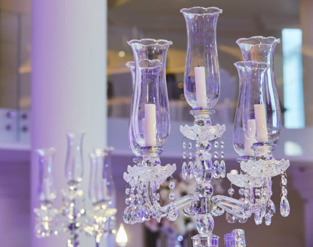 istock The crystal candle holder with candles in white. 1814289032