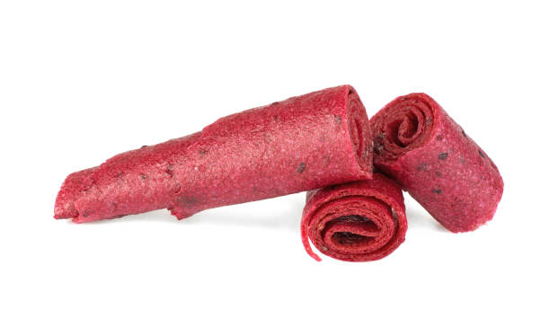 istock Natural and healthy snack food - fruit pastille from apples, raspberry and currant on a white background. Fruit Marshmallow. 1814308243