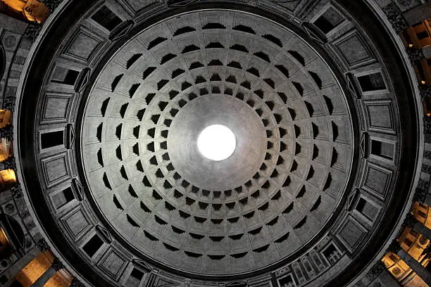 amazing interior of theTemple pantheon in Rome taken with fish eye lens
