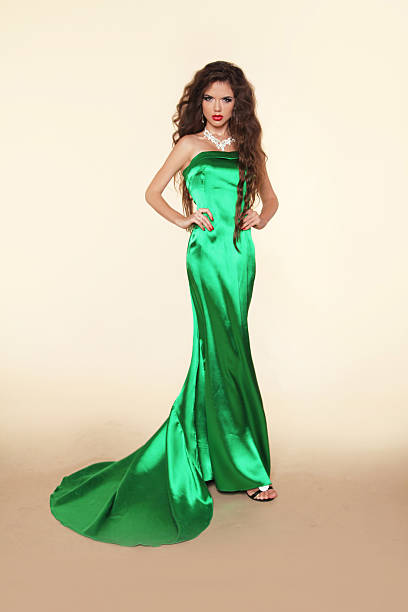 istock Beautiful woman model posing in elegant dress, the studio 181431821