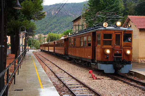 Bunyola trainstation with train Palma - Soller