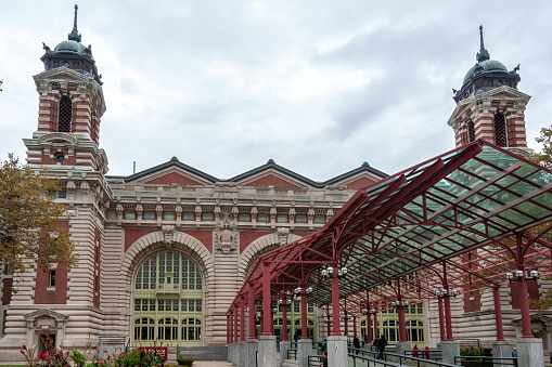 Exterior view of Ellis Island National Museum of Immigration in New York City