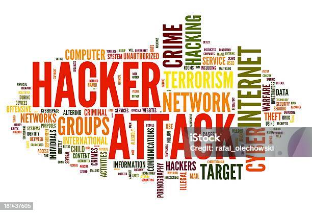 Хакер Атак В Слово Облако Тегов — стоковые фотографии и другие картинки Технология - Технология, Агрессия, Безопасность сети