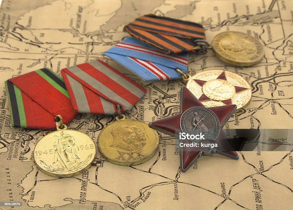 Segunda Guerra Mundial medalhas num mapa - Royalty-free Antiga União Soviética Foto de stock