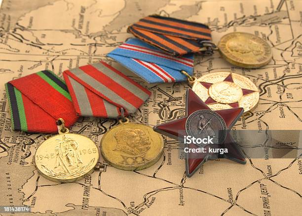 Segunda Guerra Mundial Medalhas Num Mapa - Fotografias de stock e mais imagens de Antiga União Soviética - Antiga União Soviética, Antigo, Brinde