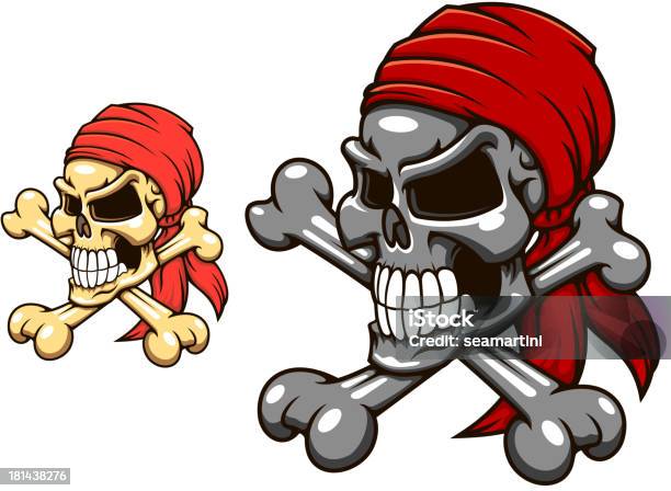 Crânio Pirata Com Crossbones - Arte vetorial de stock e mais imagens de Assustador - Assustador, Banda desenhada - Produto Artístico, Caveira - Símbolo de Advertência