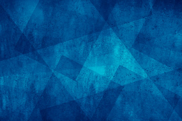 istock Blue abstract background, lines angles and diamond shaped pattern in vintage grunge texture design, faded worn grunge stains, old red material 1814386937