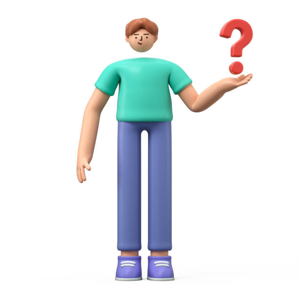 istock A 3D cartoon character with a red question mark. 1814415904