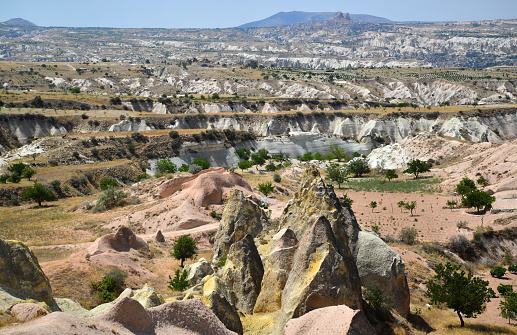 A view from the Kizilcukur Valley in the Cappadocia region of Turkey