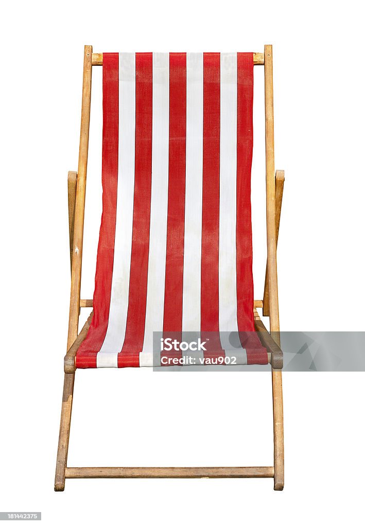 Rouge et blanc chaise longue en toile rayée isolé - Photo de Transat libre de droits