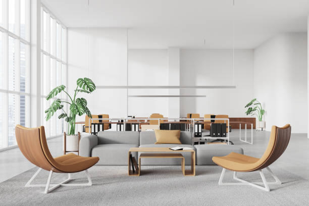 istock White office waiting room interior with sofa 1814427087