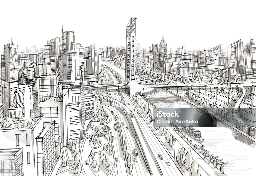 L'architecture - clipart vectoriel de Ville - Milieu urbain libre de droits