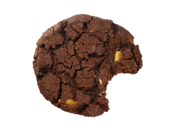 istock A dark chocolate brownie crispy cookie biscuit with bite mark top view 1814446246