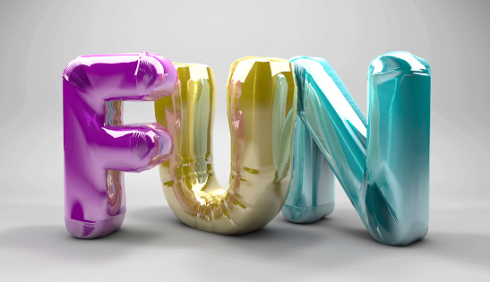 Cute FUN balloon letters standing on white background. / You can see the animation movie of this image from my iStock video portfolio. Video number: 1804031335