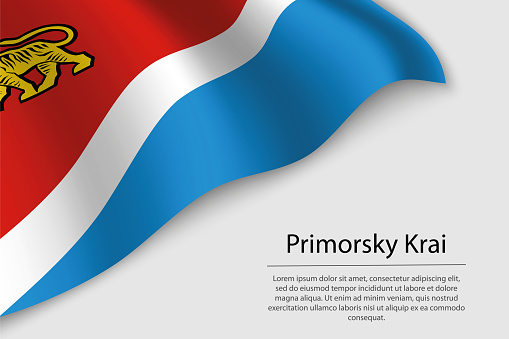 Le Drapeau Du Kraï Du Primorié Est Une Région De Russie Vecteurs libres