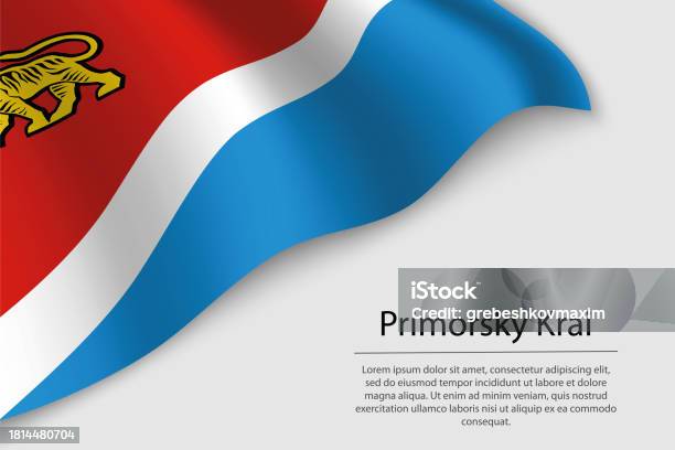 Le Drapeau Du Kraï Du Primorié Est Une Région De Russie Vecteurs libres