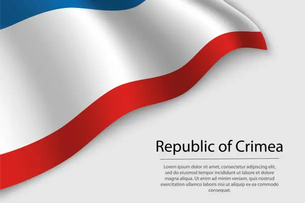 Vector illustration of Wave flag of Republic of Crimea is a region of Russia