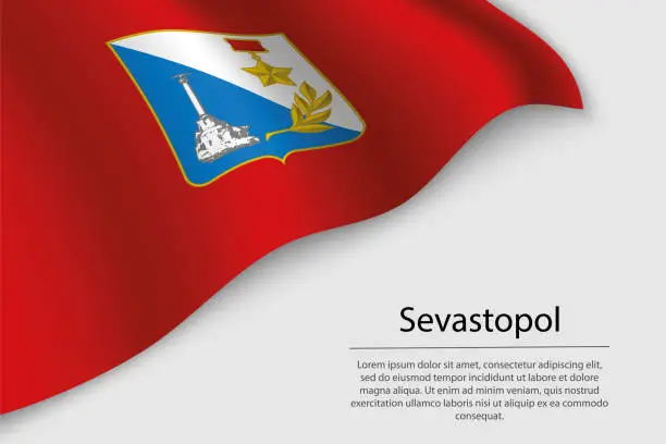 Vector illustration of Wave flag of Sevastopol is a region of Russia