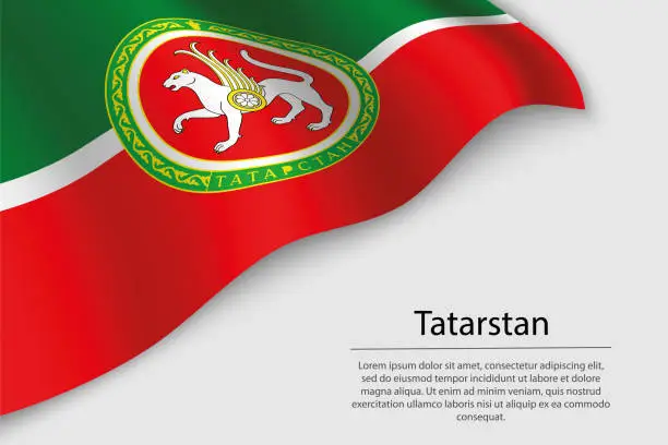 Vector illustration of Wave flag of Tatarstan is a region of Russia