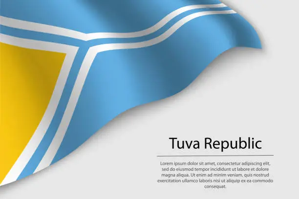 Vector illustration of Wave flag of Tuva Republic is a region of Russia