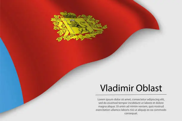 Vector illustration of Wave flag of Vladimir Oblast is a region of Russia
