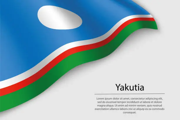 Vector illustration of Wave flag of Yakutia is a region of Russia