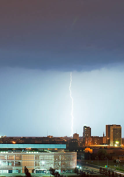 istock Lightning Flashes Across a Stormy Night Sky 181448697