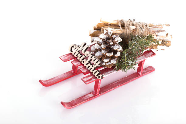 istock Christmas decorations decorated with wooden Christmas trees on a white background. 1814491612