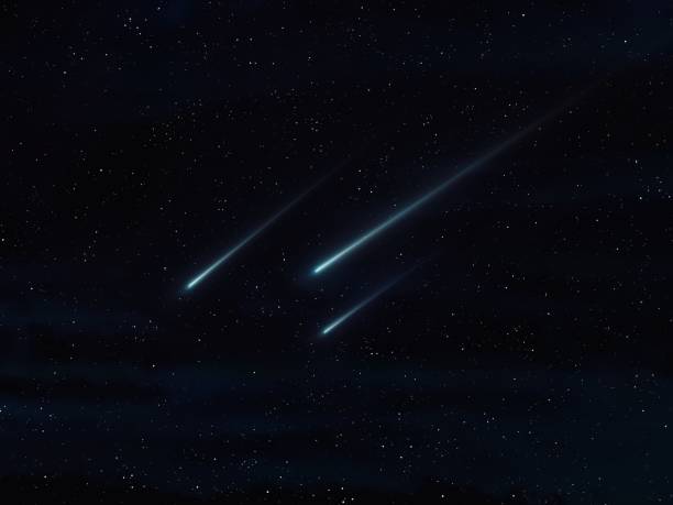 istock Meteor trails on a starry night. Beautiful meteor storm. 1814517146