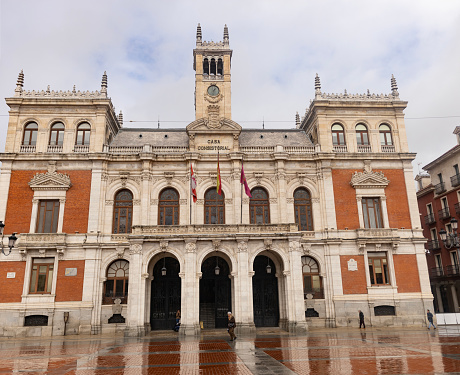 Valladolid, Spain, Oct. 27, 2023: facade of the Town Hall of Valladolid, Spain