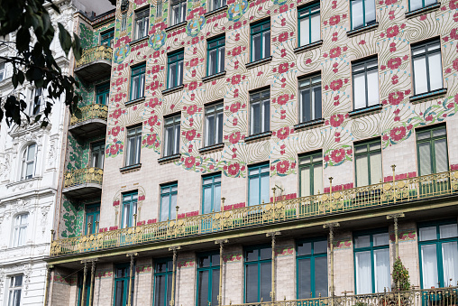 Vienna, Austria 29 September 2023 Majolika-Haus at 40 Linke Wienzeile a famous building representing secession designed by Otto Wagner