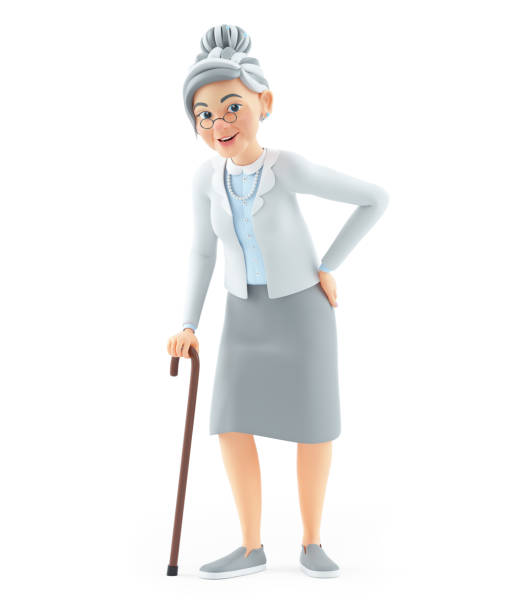 Funny grandma's studio portrait  wearing eyeglasses and baseball cap, who hist with her fist  isolated on white