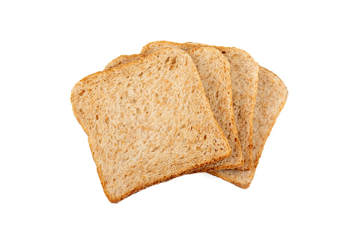 Delicious Whole Grain Toast Stack: A Healthy Breakfast Option on White Background