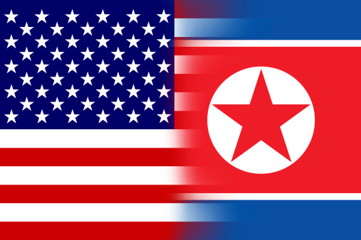 USA and North Korea Flag